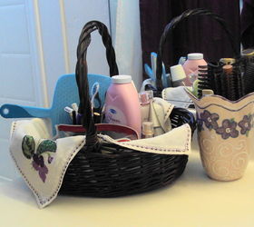 decorating tips for renters, home decor, Use a great basket with a liner that appeals to you for daily essentials on your vanity