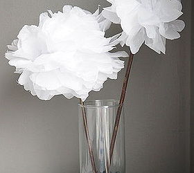 diy tissue paper flowers, crafts, home decor, Glue a stick onto the flower and make a bouquet