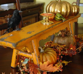 decorating with the dollar tree, christmas decorations, halloween decorations, seasonal holiday d cor, wreaths, Found this chippy bench at a yard sale Fun for fall