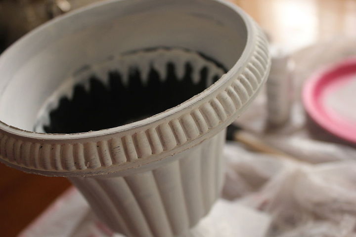 how to age a plastic thrift store urn easy thrifty, crafts, repurposing upcycling, A couple of coats of white craft paint