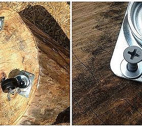how to simple stump stool with caster wheels, repurposing upcycling, seasonal holiday decor, Screw in caster wheels