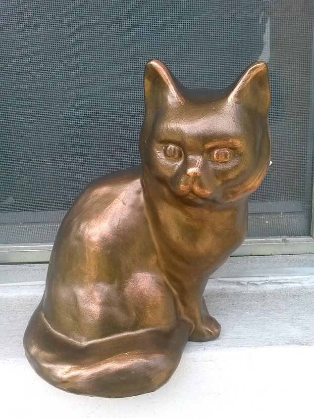 from scary to classy ceramic cat makeover, painting, repurposing upcycling
