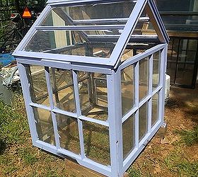 flowerbed greenhouse my husband and i made, diy, gardening, I then painted it a purple I think they look great with bright happy colors