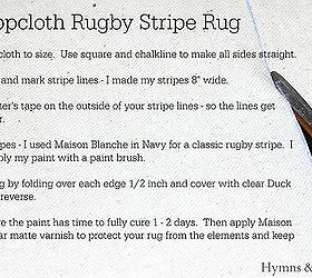 diy drop cloth rugby stripe rug, crafts, outdoor furniture, outdoor living, porches, reupholster