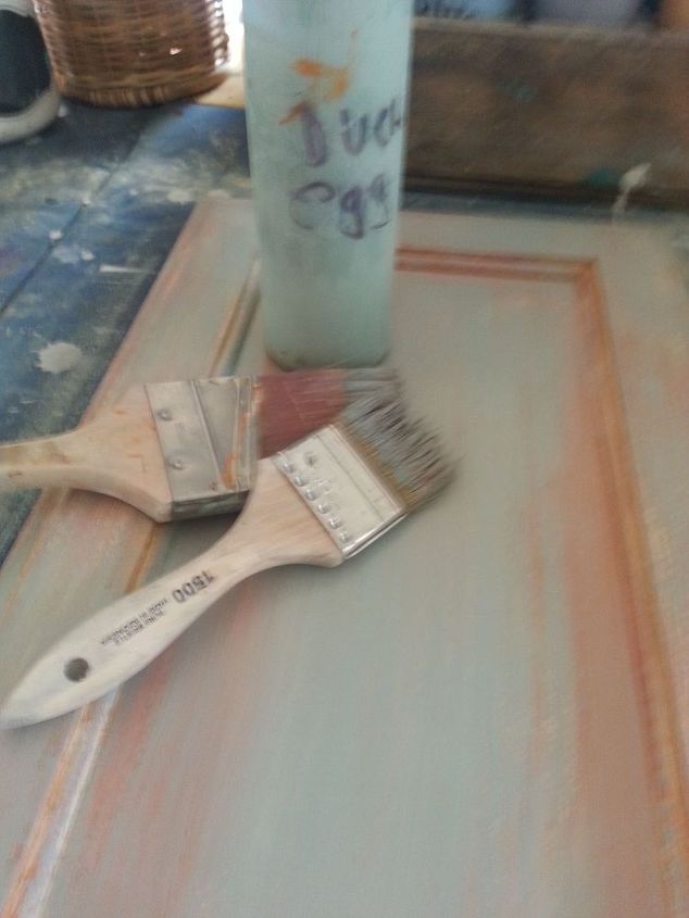 paint layering dry brushing with chalk paintby annie sloan, Step 4 paint with two size brushes Provence