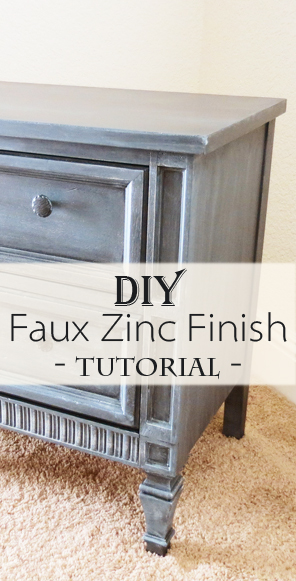faux zinc finish nightstand makeover