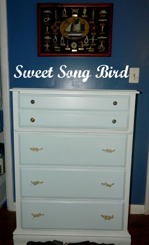 diy nautical inspired dresser redo, home decor, painted furniture, Pardon the flash it was a rainy dreary day