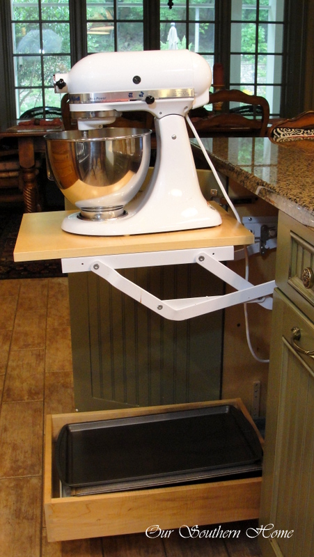 kitchen tour the details, home decor, kitchen design, kitchen island, organizing, Built in mixer stand keeps infrequently used appliances out of the way