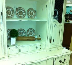 new farmhouse decor, home decor, I fell in love with this distressed chalk painted hutch but no room for it in my dining room