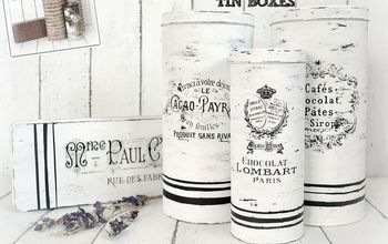 DIY - French inspired grain sack tin boxes