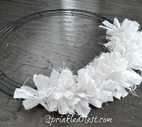 simple rag wreath with burlap ribbon, crafts, seasonal holiday decor, wreaths