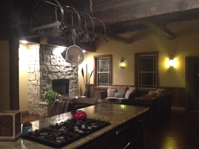 laying a limestone fireplace, concrete masonry, fireplaces mantels, home decor, View from the kitchen