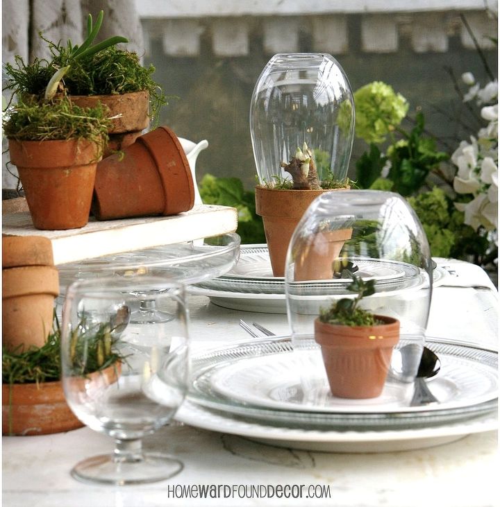 pot head, gardening, mini pots find a home in a tablesetting