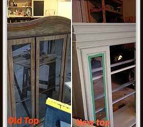 china cabinet makeover parts i ii ii, painted furniture, Before top to the Right After top on the Left once Hello I Live Here got done