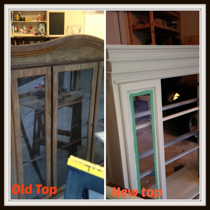 china cabinet makeover parts i ii ii, painted furniture, Before top to the Right After top on the Left once Hello I Live Here got done