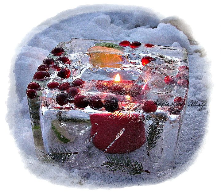 how to make ice luminaries, outdoor living, seasonal holiday decor, Ice luminaries are perfect during the cold winter months