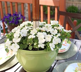 diy umbrella planter, flowers, gardening, outdoor furniture, outdoor living, painted furniture