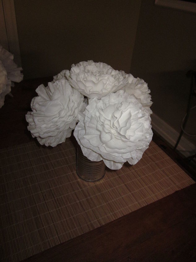 flowers i made for a friends wedding, crafts, flowers, Coffee Filter flowers