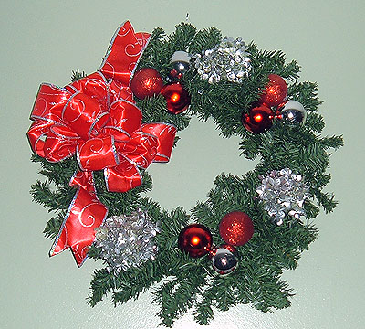 red silver wreath, seasonal holiday d cor, wreaths