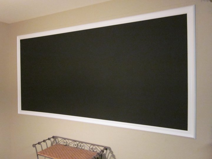 chalkboard wall in my dining room, chalkboard paint, paint colors, painting, wall decor, Painted a chalkboard in my dining room and trimmed it out with decorative moulding