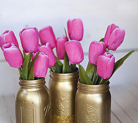 glam and gold for spring, crafts, mason jars, painting