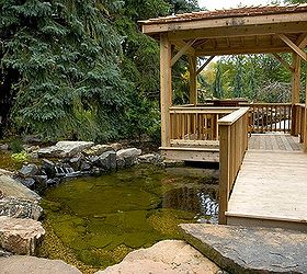 waterfall and gazebo transforms backyard, decks, outdoor living, patio, ponds water features, When all elements of an ecosystem pond are combined water stays clean and clear