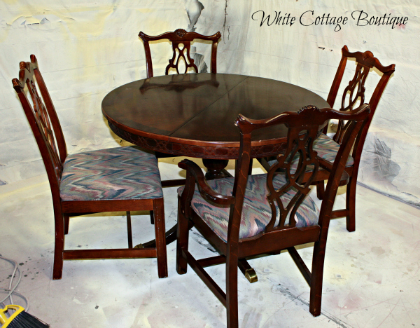 before after french label dining room set, home decor, painted furniture