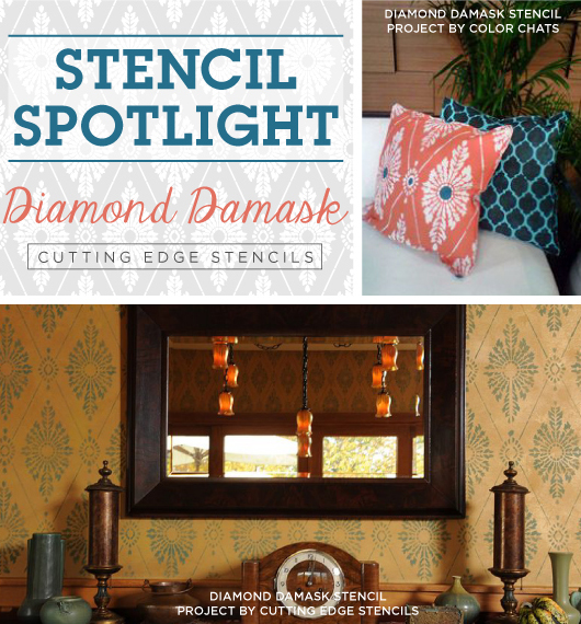 stencil spotlight diamond damask stencil, diy, home decor, painting, wall decor