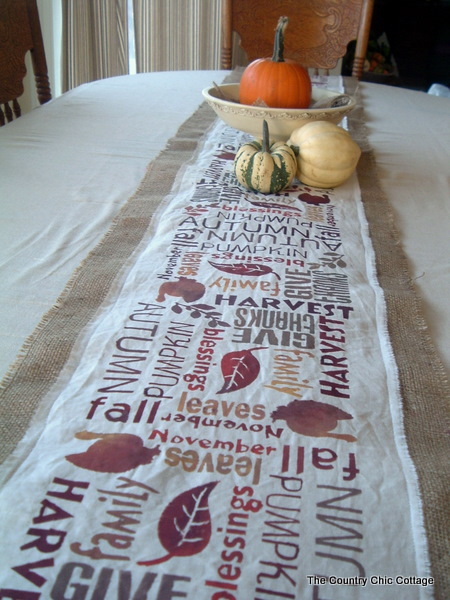 subway art burlap table runner, crafts, seasonal holiday decor, thanksgiving decorations, This one is well worth the effort as your guests will love it