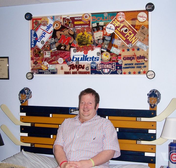 headboard for sports fan, bedroom ideas, home decor, Danny happy with the make over