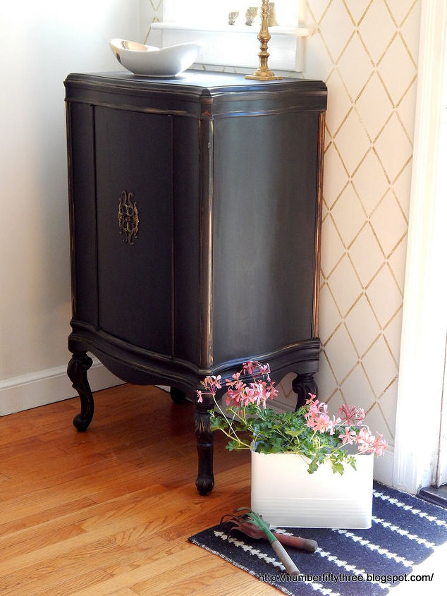 updated vintage radio cabinet, chalk paint, painted furniture, repurposing upcycling