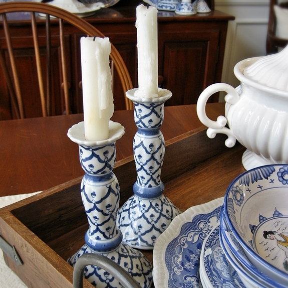 french farmhouse style on a budget, home decor, Frenchy candlesticks 3 00 thrifting find for the pair