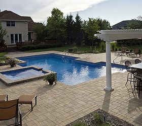 part ii when is an in ground custom spa the right choice, outdoor living, ponds water features, pool designs, spas, Spill over Spa with Geometric Pool