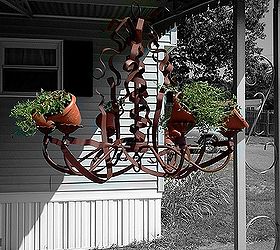 chandelier herb planter, crafts, gardening, repurposing upcycling, don t you love the photo editor that come with this site