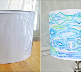 watercolor lampshade, crafts, home decor, lighting, repurposing upcycling