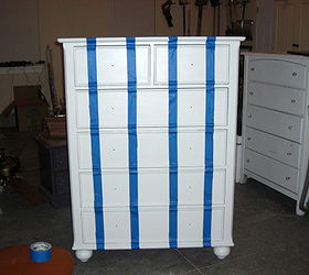 easy dresser makeover, painted furniture, Taped dresser off with painters tape