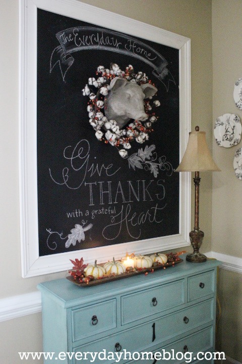 creating a large chalkboard wall, seasonal holiday d cor, Then I cut and mitered trim molding to frame the painted chalkboard wall