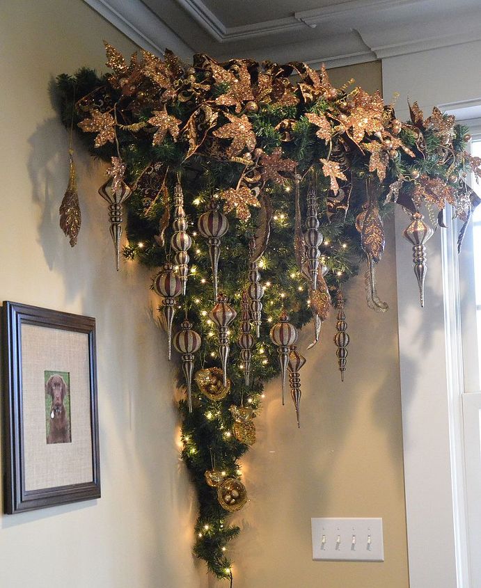an upside down christmas tree, christmas decorations, seasonal holiday decor