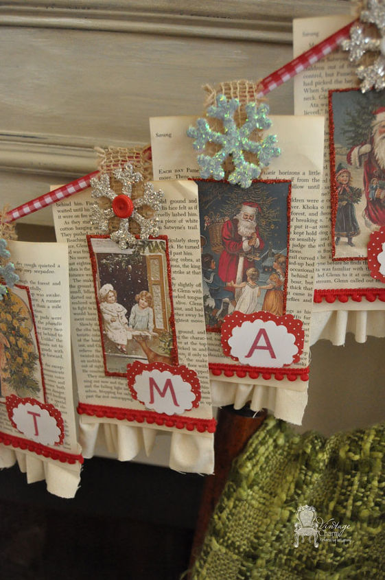 vintage merry christmas banner, christmas decorations, seasonal holiday decor