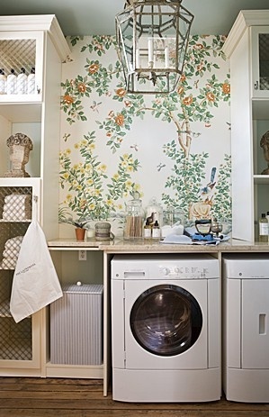 how to create a functional laundry room in less than 35 sf, home decor, laundry rooms, Gracie Wallpaper Design by Draza Stamenich for the 2009 DC Design House
