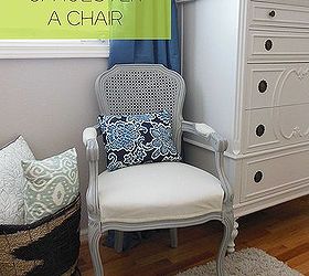 how to upholster a french chair, painted furniture, reupholster, Finished chair