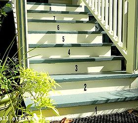 numbered porch steps, home decor, stairs, Numbers on front porch steps