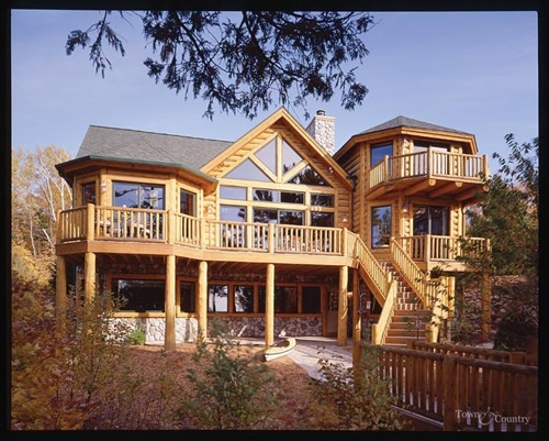 exteriors of log cabins homes, architecture, When viewed from the rear this wonderful multi level cedar home really shines as a place to relax entertain and enjoy the outdoors
