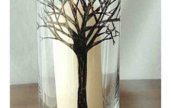  Suporte de vela de coluna de árvore de inverno desenhado à mão