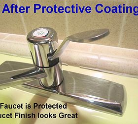 removing kitchen sink stains preventing them from coming back, After Protective Coating Self Cleen ST3 coating on the faucet added a new shine and protects it against hard water deposit build up It also resists the growth of bacteria mold and mildew
