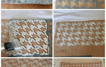 Fall Decorating: Houndstooth Stenciled Burlap Pillow
