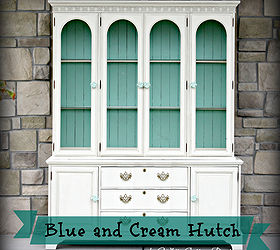 beautiful restored blue and cream hutch, chalk paint, painted furniture