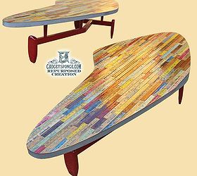 atomic yardstick covered amp redesigned coffee table, painted furniture, Atomic Customized Yardstick Covered Coffee Table by GadgetSponge com