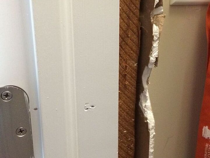 q how would this closet interior be correctly finished, closet, diy, woodworking projects, The exposed drywall edge is on the interior of the closet