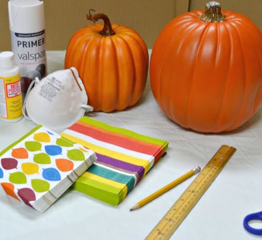 pumpkins decoupaged with decorative napkins, seasonal holiday decor, Supplies need to decoupage with pumpkins with decorative napkins